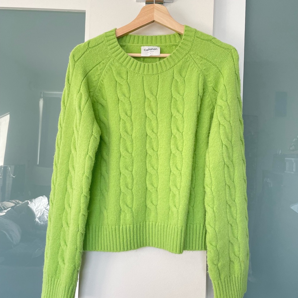 Callahan Lime Green Cable Knit Sweater